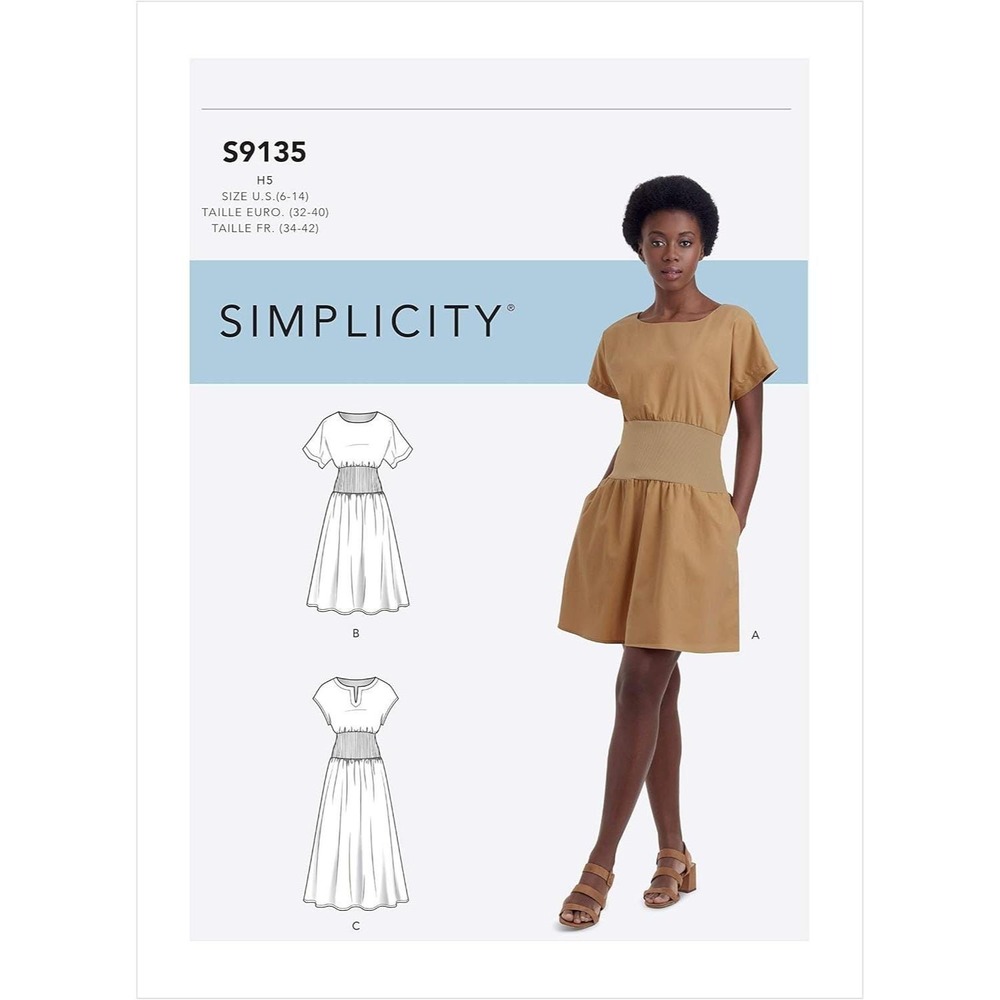 Simplicity Sewing Pattern S9135 Dress Misses Size 6-14 Knit Midriff Full Skirt